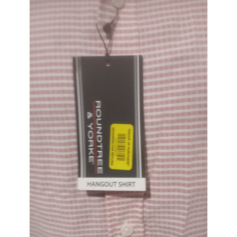 New Roundtree & Yorke Short Sleeve 2XB Pink White Check Hangout S/S Shirt NWT - Picture 3 of 13